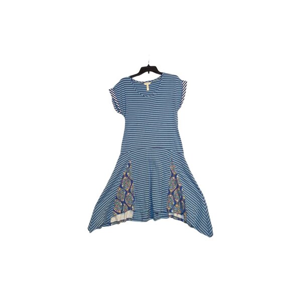 Matilda Jane Walkabout Blue Striped Dress With Floral Insets Size S - Picture 2 of 7